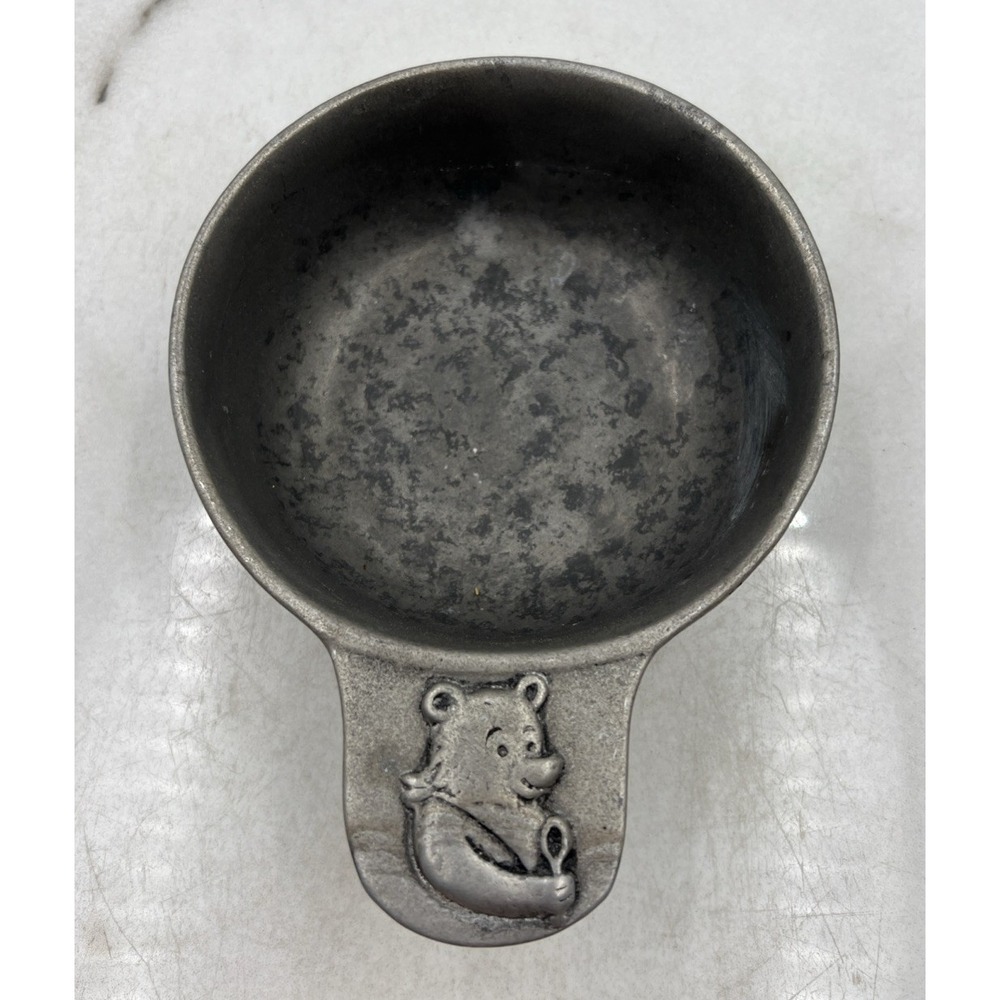 Vintage Carson Pewter Baby Bowl 6.5x2" With Bear Handle Kitchen Accessories